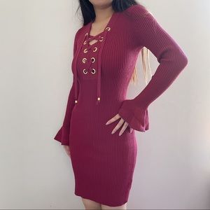 Michael kors burgundy bodycon dress